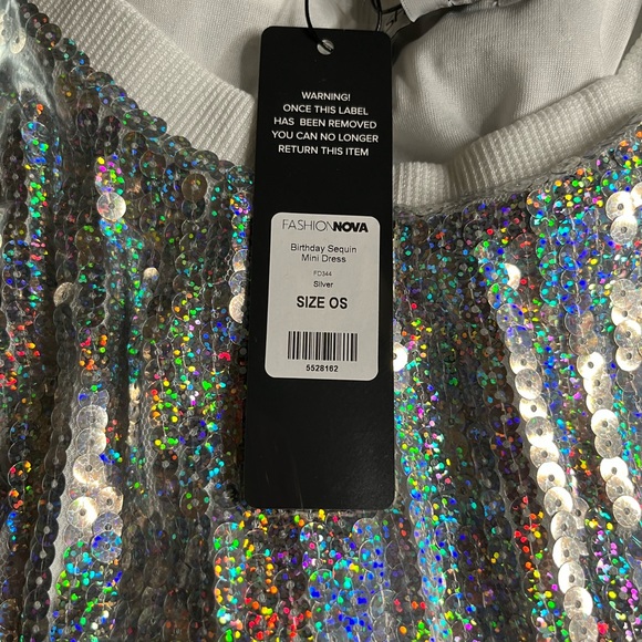 Fashion Nova Birthday B***h Sliver Sequin Mini Dress - Picture 12 of 14